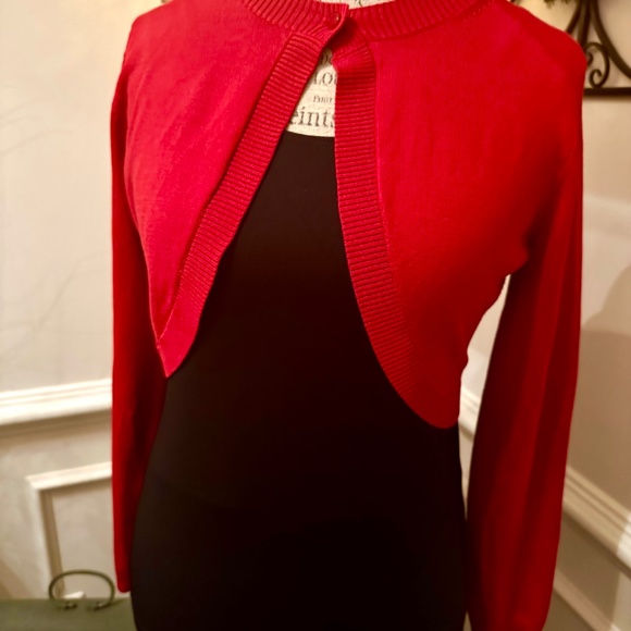 Talbots petite women’s silk solid red one-button cardigan sweater size small EUC - Picture 7 of 11